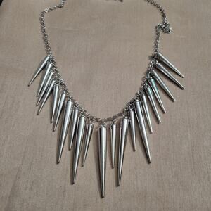 Long spiked chain necklace, lightweight acrylic